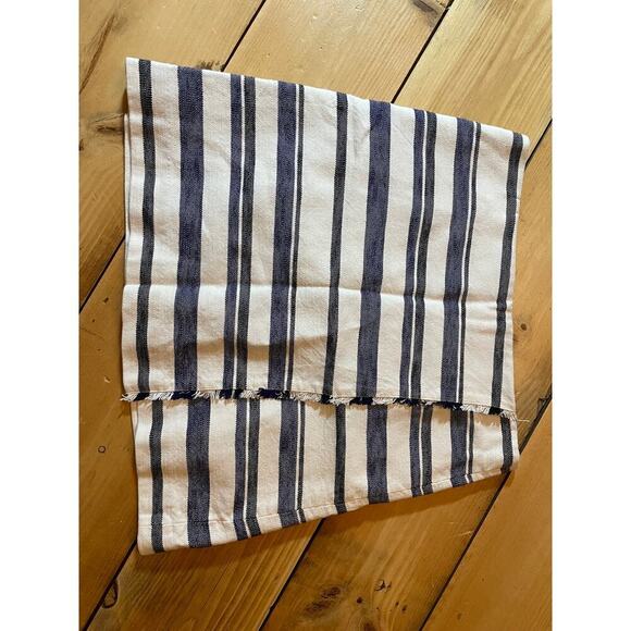 Loft women's striped white/blue wrap style fringe skirt. Lined. Sized 16 - Picture 2 of 8